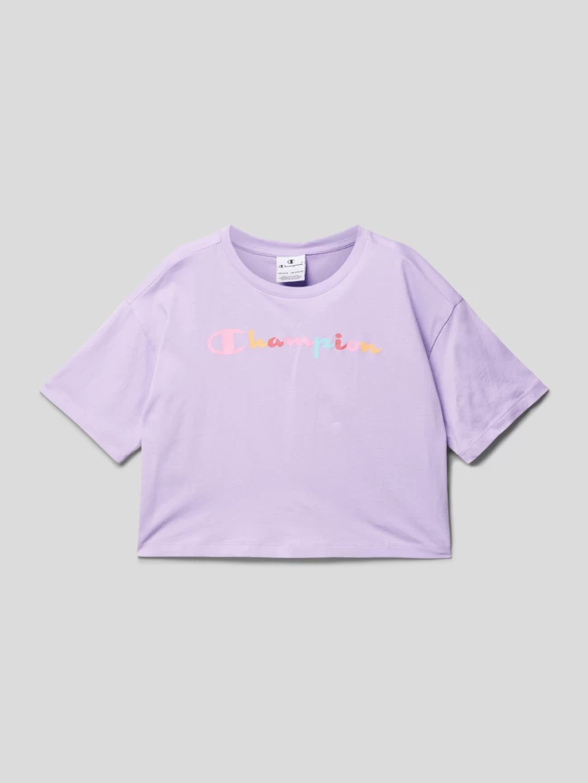 CHAMPION Cropped T-Shirt Mit Logo-Detail - Flieder 1 CHAMPION Cropped T-Shirt Mit Logo-Detail - Flieder