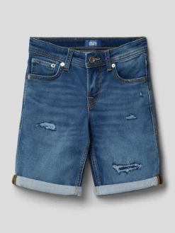 Kindermoden Kunterbunt 18 Jack & Jones Regular Fit Jeansshorts Im 5-Pocket Design Modell 'RICK' - Blau