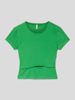 Only T-Shirt In Ripp-Optik - Grün