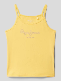 Pepe Jeans Top In Feinripp-Optik Modell 'ANASTASIA' - Gelb