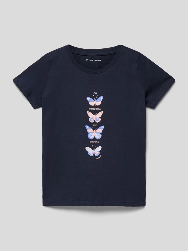Tom Tailor T-Shirt Mit Motiv-Print - Marineblau 1 Tom Tailor T-Shirt Mit Motiv-Print - Marineblau
