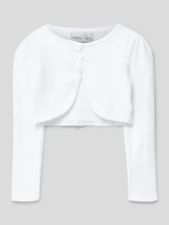 Happy Girls Cropped Strickjacke Mit Rundhalsausschnitt - Weiß