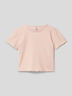 Only T-Shirt In Ripp-Optik Modell 'KONNELLA' - Altrosa