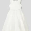 Happy Girls Kleid Mit Floralem Zierbesatz - Offwhite
