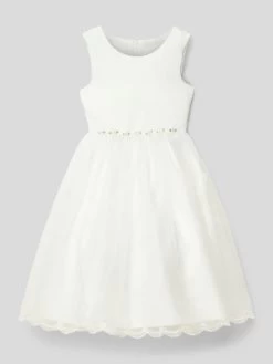 Happy Girls Kleid Mit Floralem Zierbesatz - Offwhite