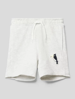 Name It Sweatshorts Aus Baumwolle Mit Motiv-Patch - Hellgrau Meliert