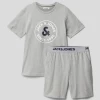 Jack & Jones Pyjama Mit Label-Print Modell 'AARON' - Mittelgrau Meliert