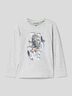 Blue Seven Longsleeve Mit Motiv-Print - Hellgrau