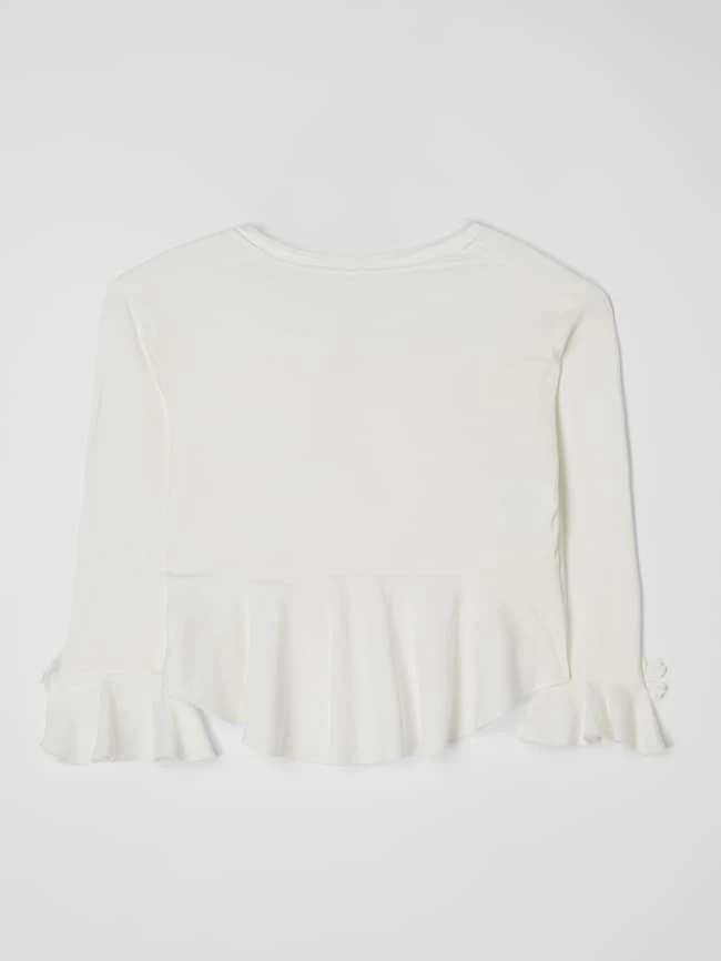 Monny Cropped Longsleeve Mit Volantsaum - Ecru 4 Monny Cropped Longsleeve Mit Volantsaum - Ecru – Bild 4