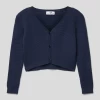 Happy Girls Cropped Strickjacke Mit Knopfleiste - Marineblau