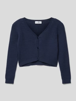 Happy Girls Cropped Strickjacke Mit Knopfleiste - Marineblau