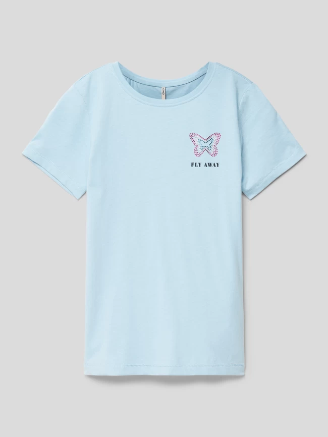 Only T-Shirt Mit Motiv-Print Modell 'KITA' - Bleu 1 Only T-Shirt Mit Motiv-Print Modell 'KITA' - Bleu