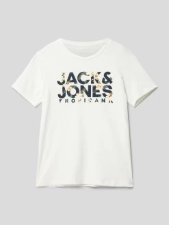 Jack & Jones T-Shirt Aus Baumwolle Mit Label-Print Modell 'BECS' - Offwhite