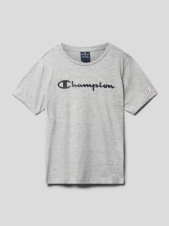 CHAMPION T-Shirt Mit Label-Print - Mittelgrau Meliert