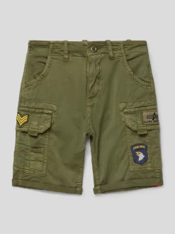 Alpha Industries Shorts Mit Label-Details - Olivgrün