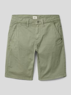 Pepe Jeans Chino-Shorts Mit Leistentaschen Modell 'BURN' - Olivgrün