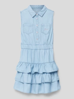 Guess Jeanskleid Mit Volants - Hellblau