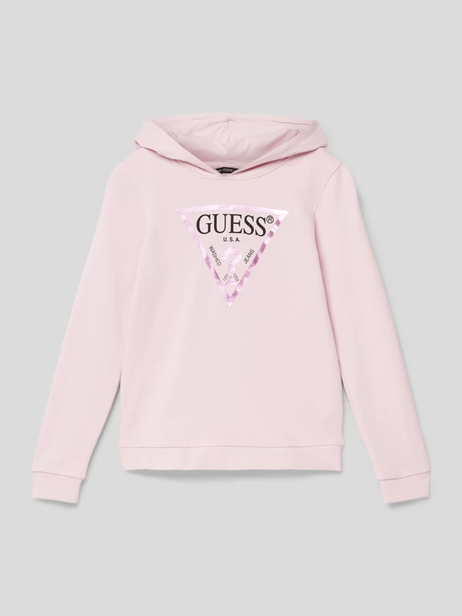 Guess Hoodie Mit Label-Detail In Metallic - Rosé 1 Guess Hoodie Mit Label-Detail In Metallic - Rosé