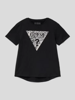 Guess T-Shirt Mit Label-Print - Schwarz