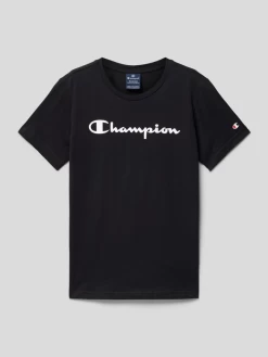 CHAMPION T-Shirt Mit Label-Print - Schwarz