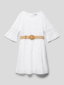 Happy Girls Kleid Mit Lochstickerei - Weiß