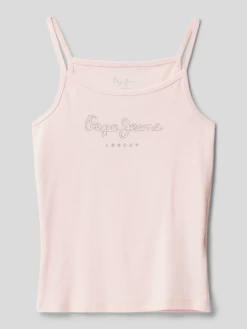 Pepe Jeans Top In Feinripp-Optik Modell 'ANASTASIA' - Hellrosa