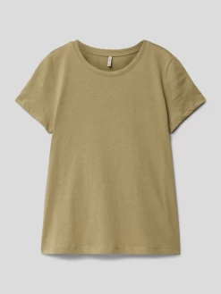 Only T-Shirt Mit Geripptem Rundhalsausschnitt Modell 'STELLA' - Olivgrün