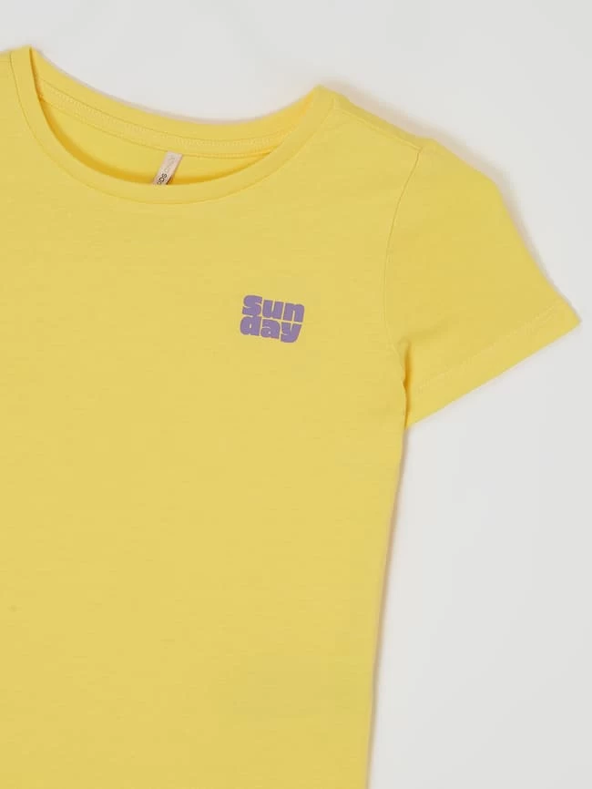 Only T-Shirt Aus Baumwolle Modell 'Weekday' - Hellgelb 2 Only T-Shirt Aus Baumwolle Modell 'Weekday' - Hellgelb – Bild 2